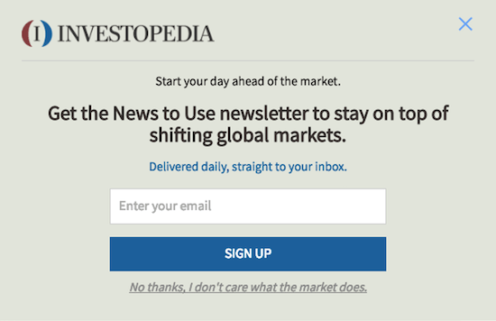 call to action examples for email newsletter signups investopedia