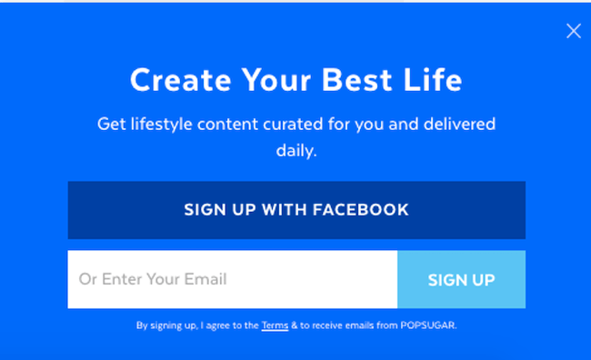 call to action examples for email newsletter signups popsugar