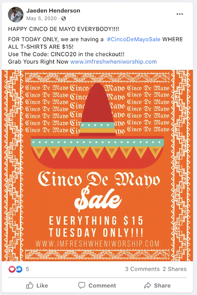 may marketing ideas—facebook post about cinco de mayo event