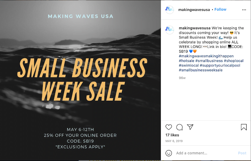 may marketing ideas—instagram post promoting small business week sale