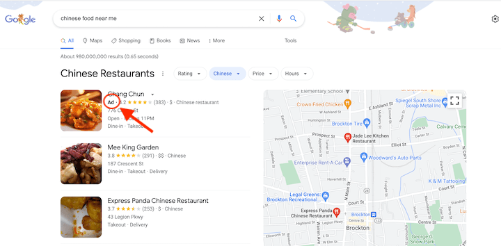 restaurant marketing strategies - location targeted ad example